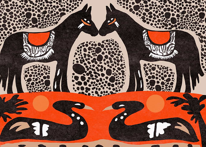 Folk Art Style Animal Pattern