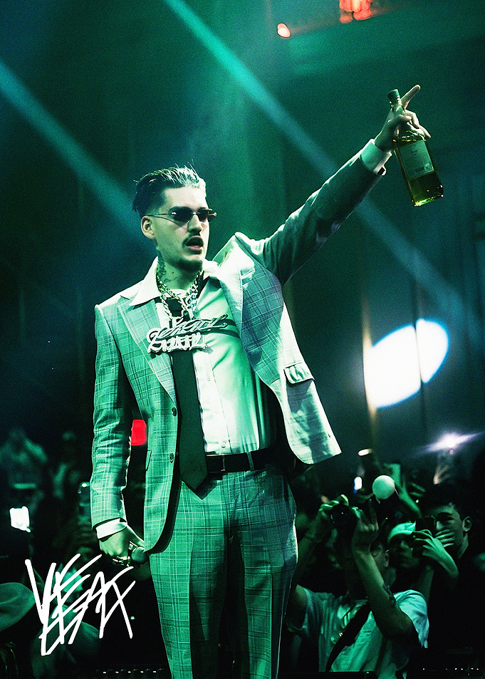 Yeat Rapper in Plaid Suit Performing