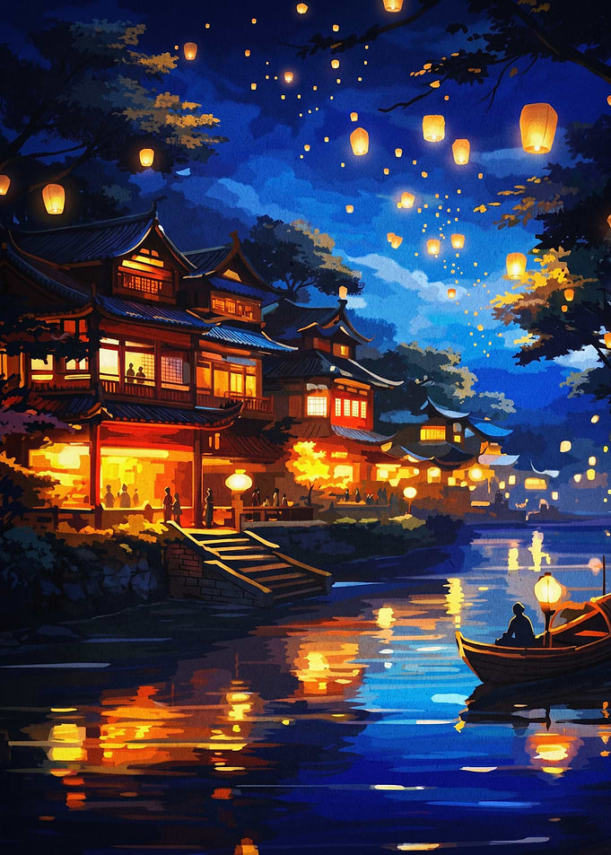 Japan Lantern Festival Night Art