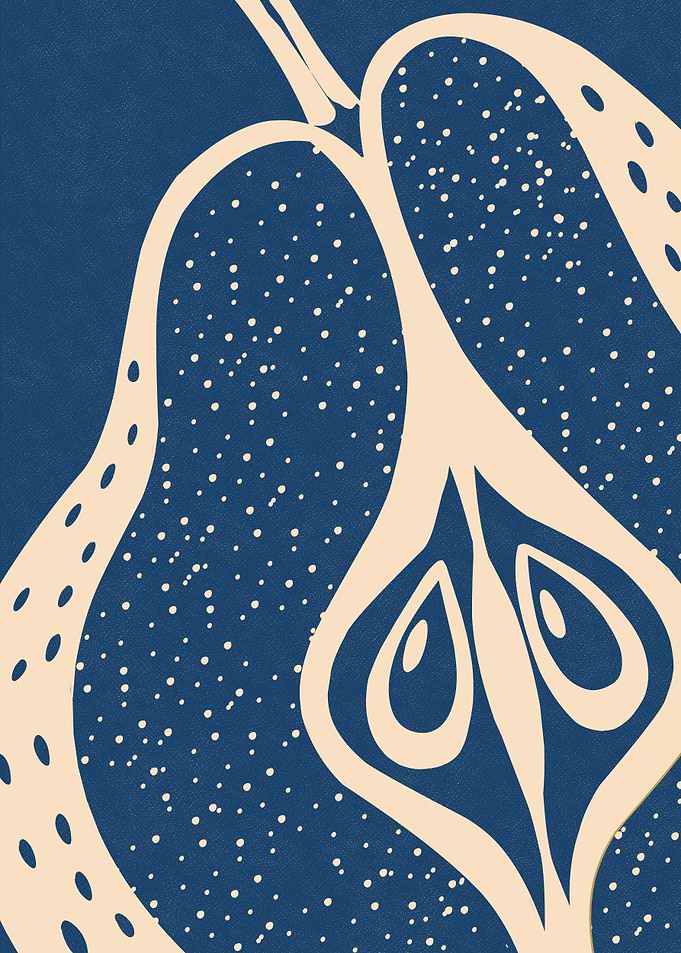 Minimalist Linocut Pear Illustration