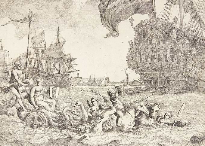 Ludolf Bakhuizen:Neptuns vogn trukket af søheste