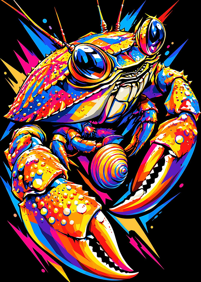 Vibrant Pop Art Crab Illustration