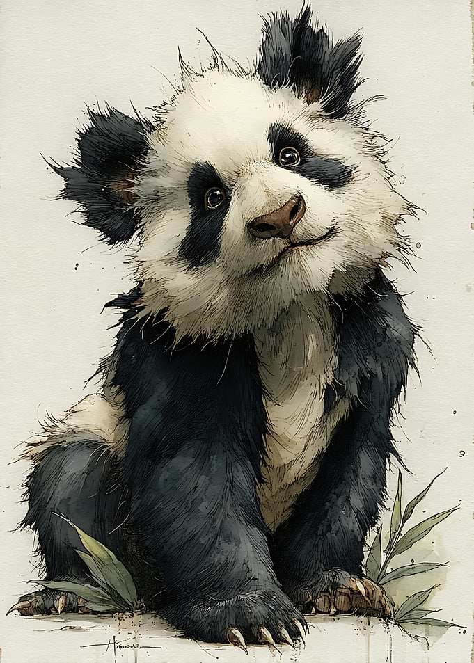 Adorable Watercolor Baby Panda Illustration