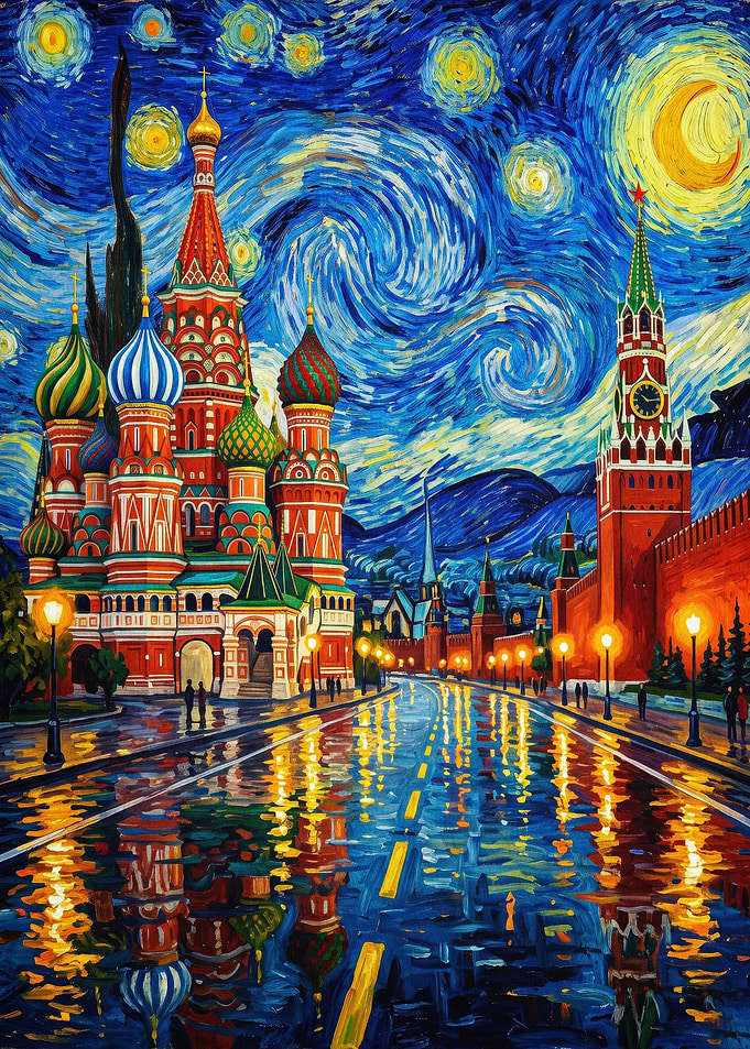 Moscow Cathedral Starry Night Poste
