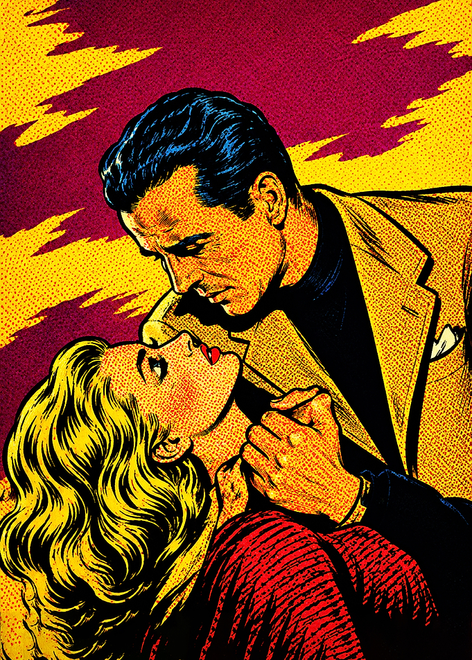Vintage Romantic Comic Book Illustration