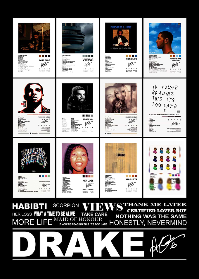 Drake Discography Album Poster Collection