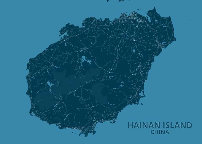 Minimalist Map of Hainan Island China