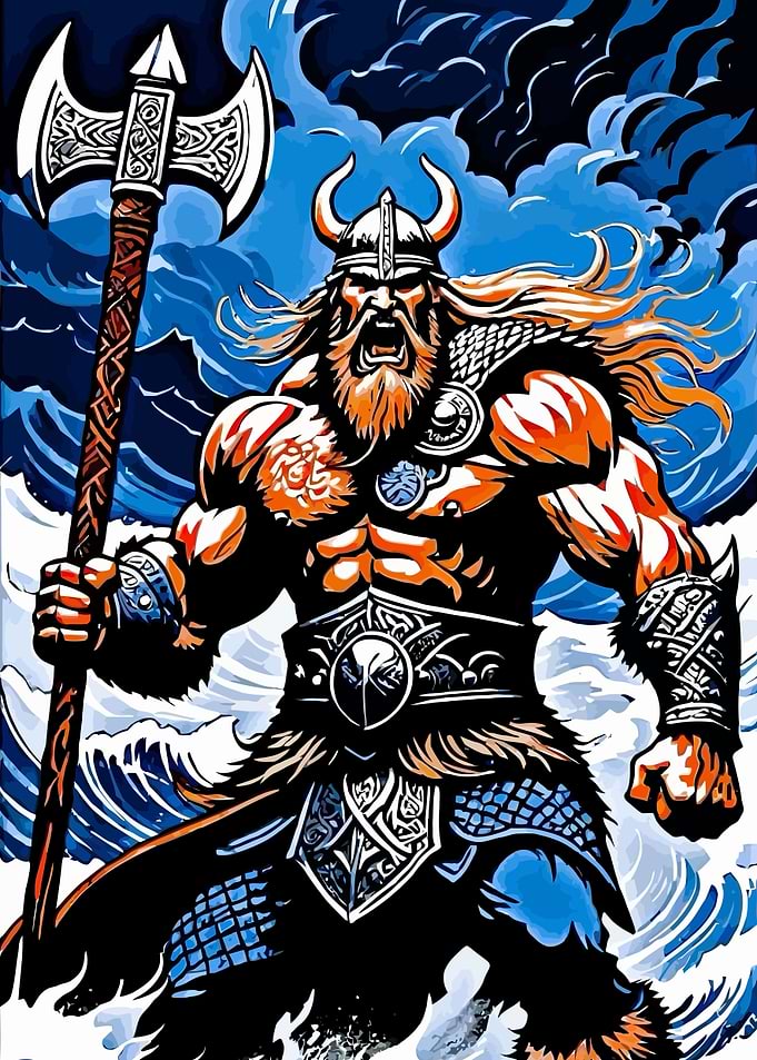 Fierce Viking Warrior with Battle Axe