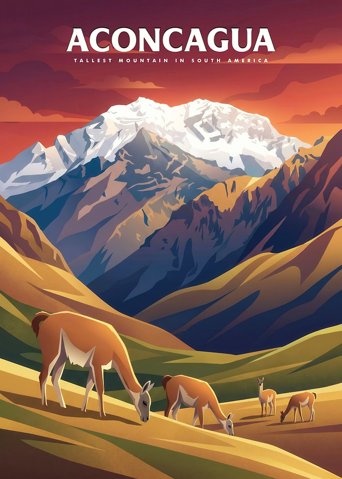 Aconcagua Mountain Travel Poster