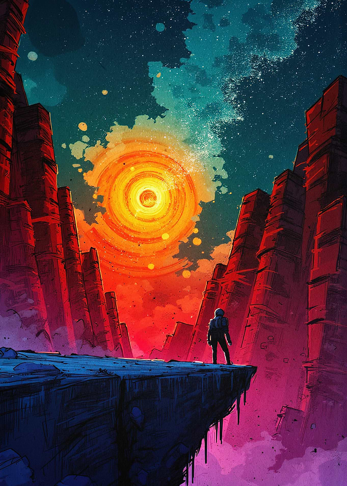 Cosmic Canyon Explorer Fantasy Art