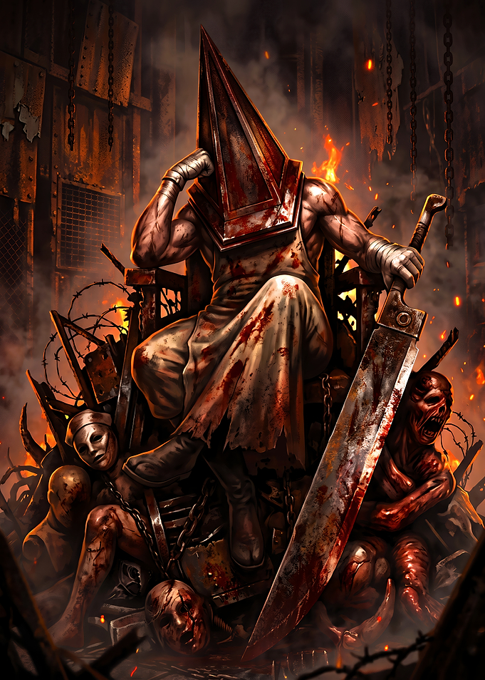 Pyramid Head Sitting on Throne