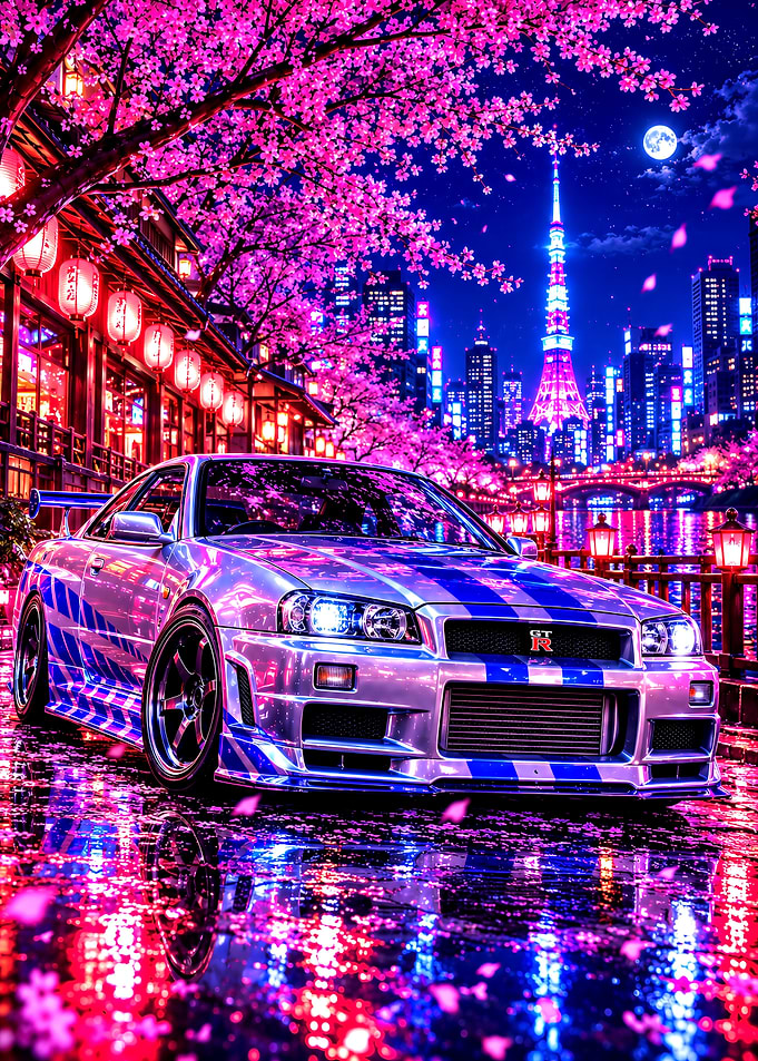 Nissan Skyline GT-R in Tokyo Night