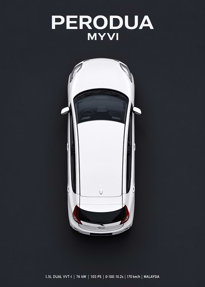 Perodua Myvi Top View Poster