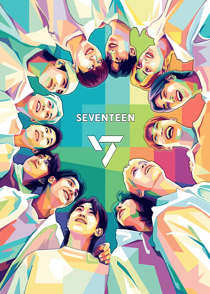 SEVENTEEN K-Pop Group Pop Art Portrait