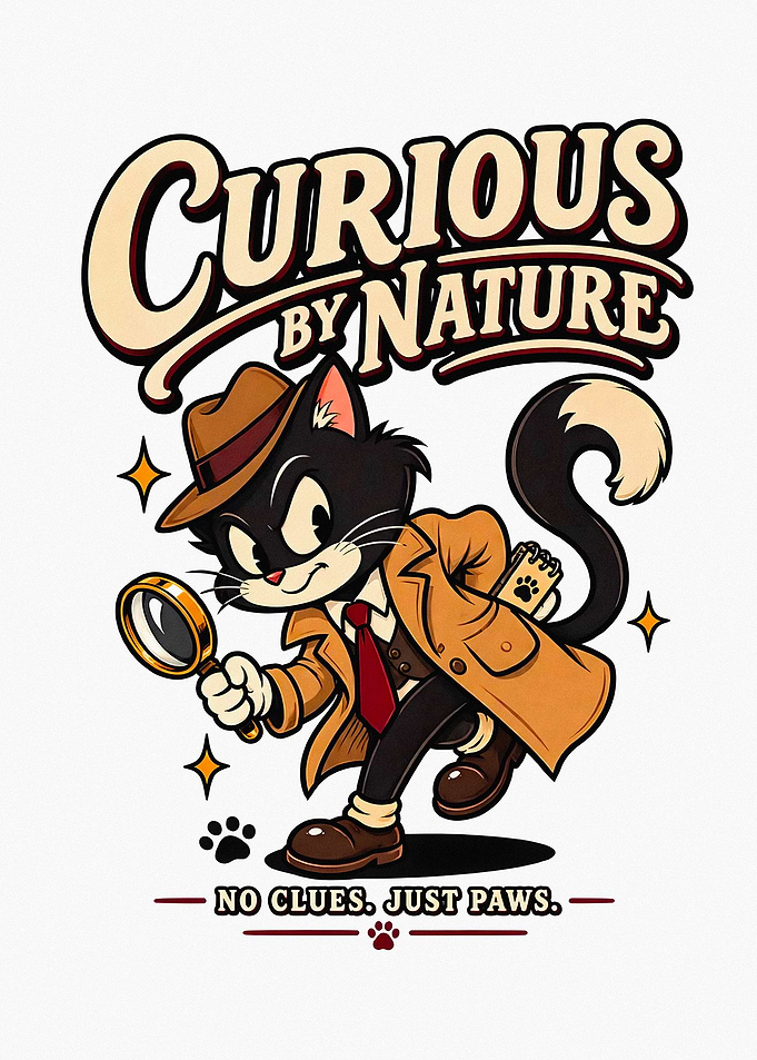 Detective Cat Curious by Nature Illustration