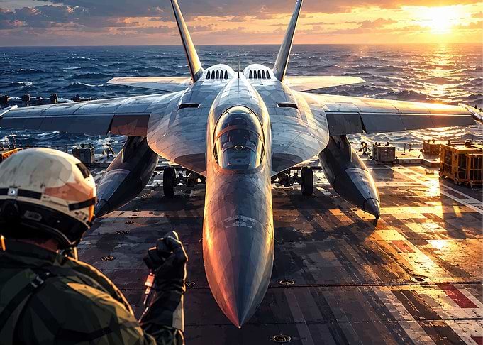 F/A-18 Hornet on Aircraft Carrier Deck