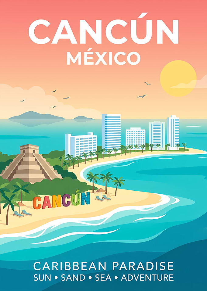 Cancun Mexico Travel Poster