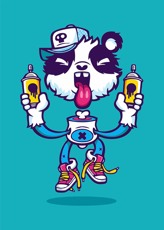 Graffiti Panda Cartoon Character
