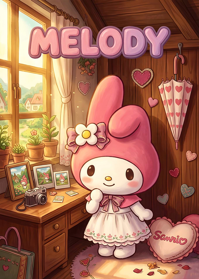 My Melody Sanrio Room Illustration