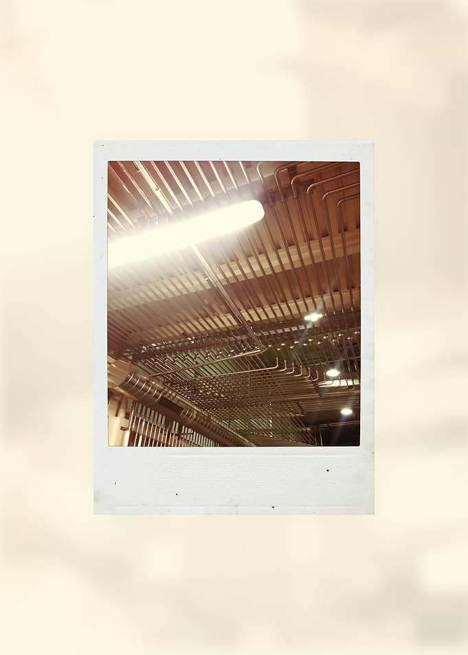 Industrial Ceiling Pipes Polaroid