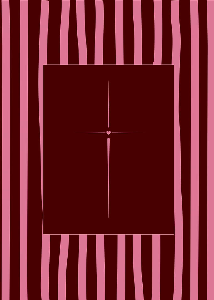 Minimalist Heart Cross Striped Background