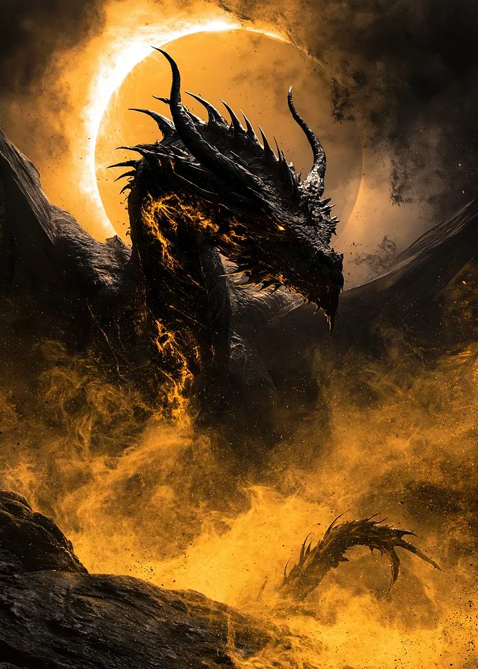 Black Dragon Under Solar Eclipse