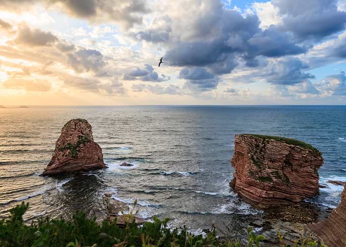 Dramatic Coastal Sunset with Sea Stacks