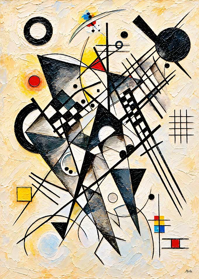 Geometry in Flux No. 19 - Monochrome Geometric Abstract