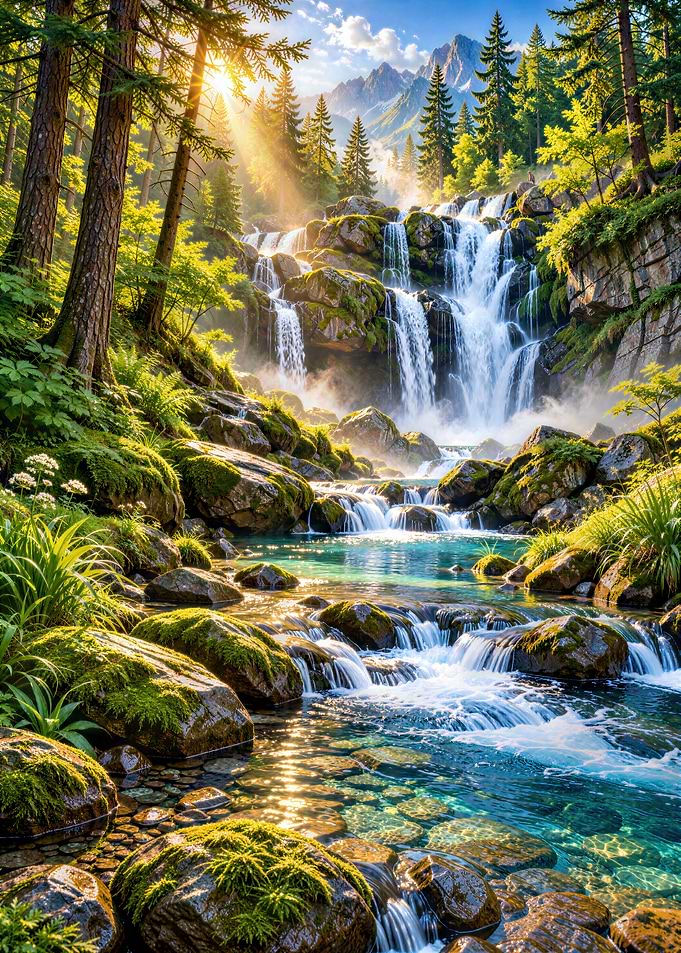 Forest Stream Waterfall