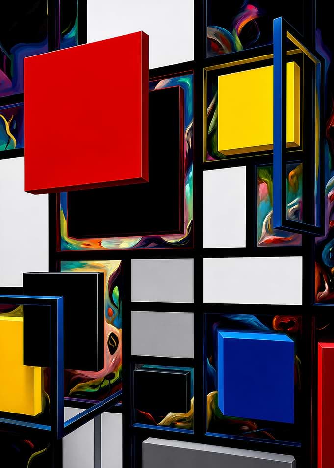 Abstract Geometric Composition with Floating Cubes
