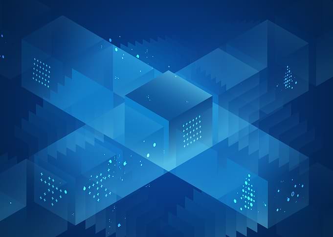 Abstract Blue Geometric Data Cubes
