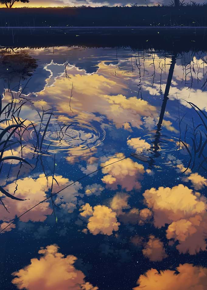 Reflective Sunset Over Still Water