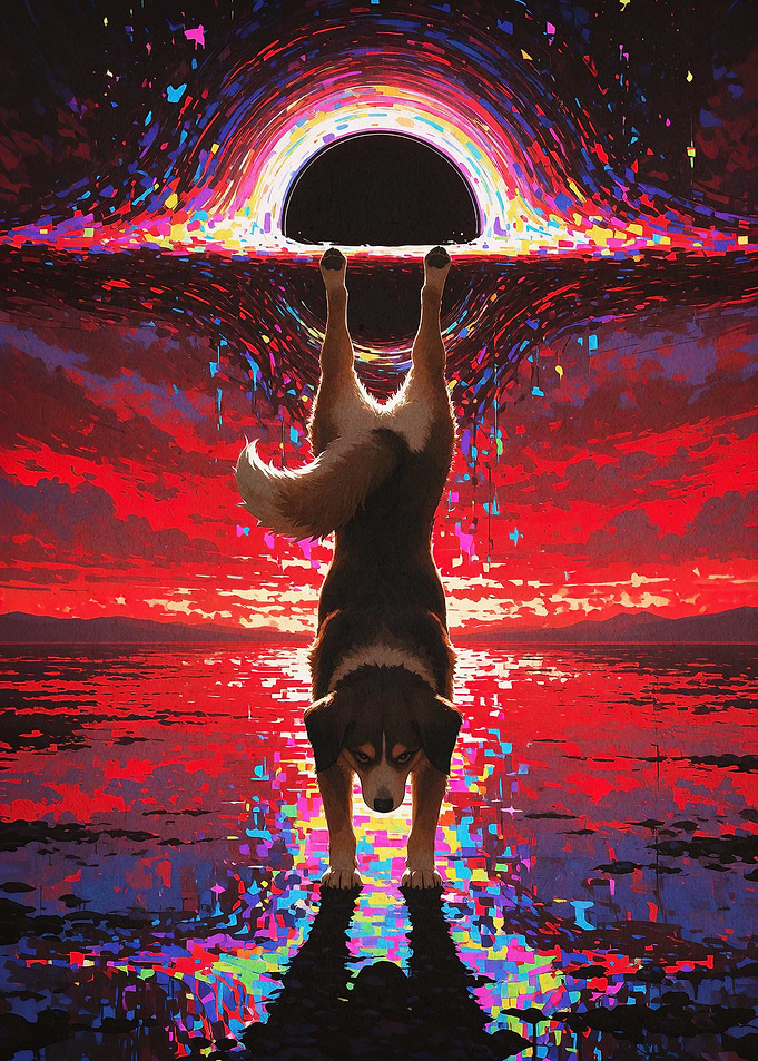 Dog Black Hole Cosmic Surreal Art