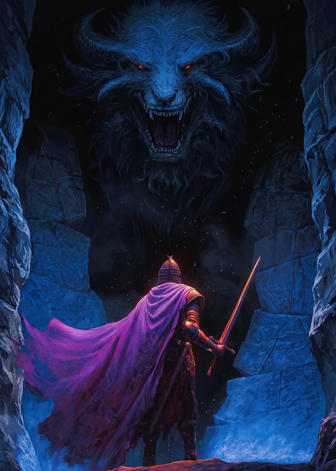 Knight Facing a Monstrous Beast