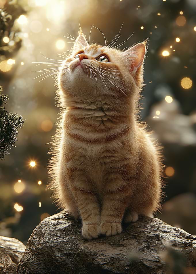 Adorable Ginger Kitten Looking Up