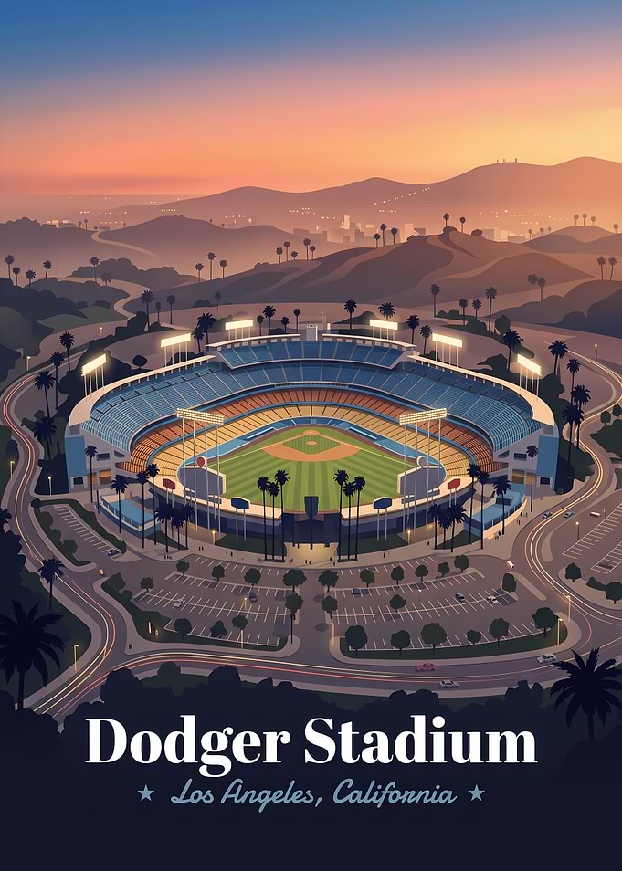 Dodger Stadium Los Angeles Sunset Poster