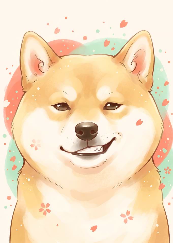 Shiba Inu in Cherry Blossoms