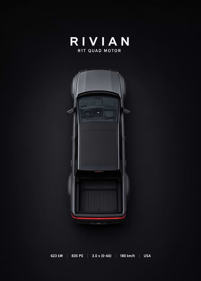 Rivian R1T Quad Motor Top View