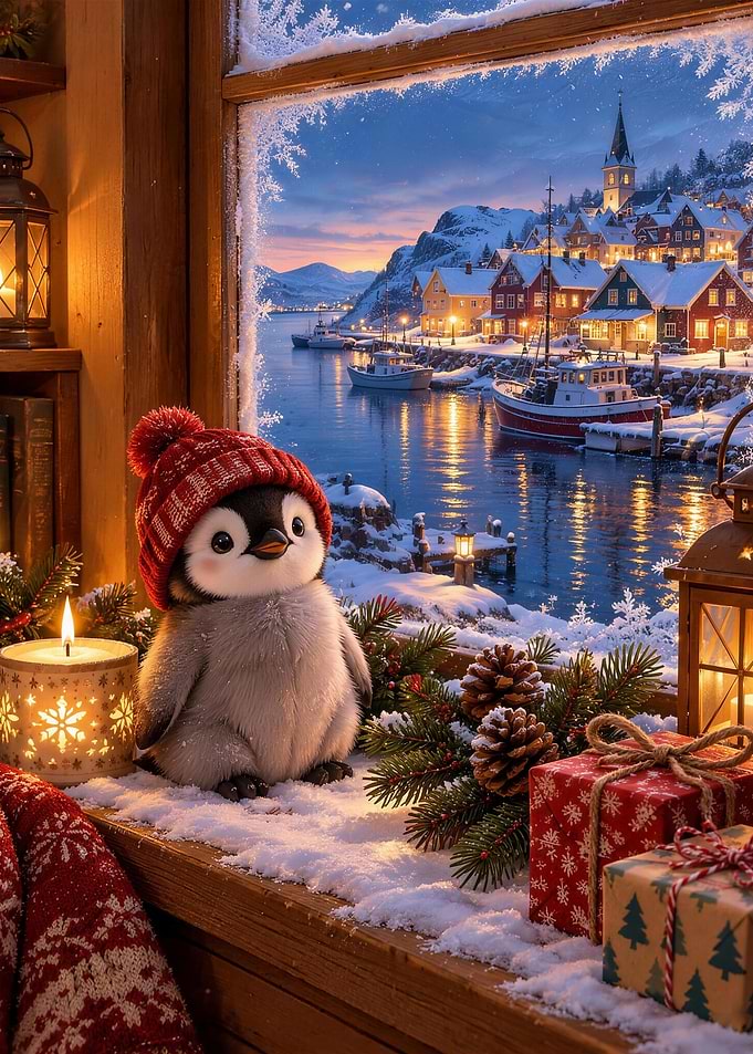 Little Penguin's Winter Window