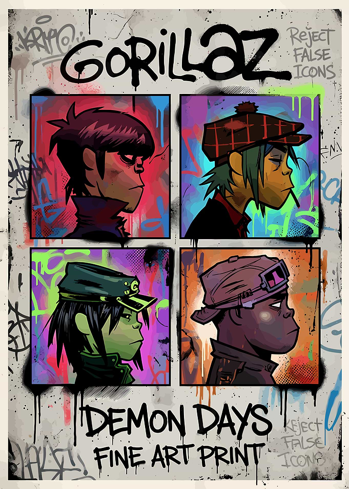 Gorillaz Demon Days Graffiti Art Print