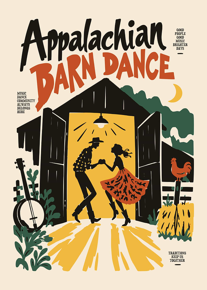 Appalachian Barn Dance Vintage Poster