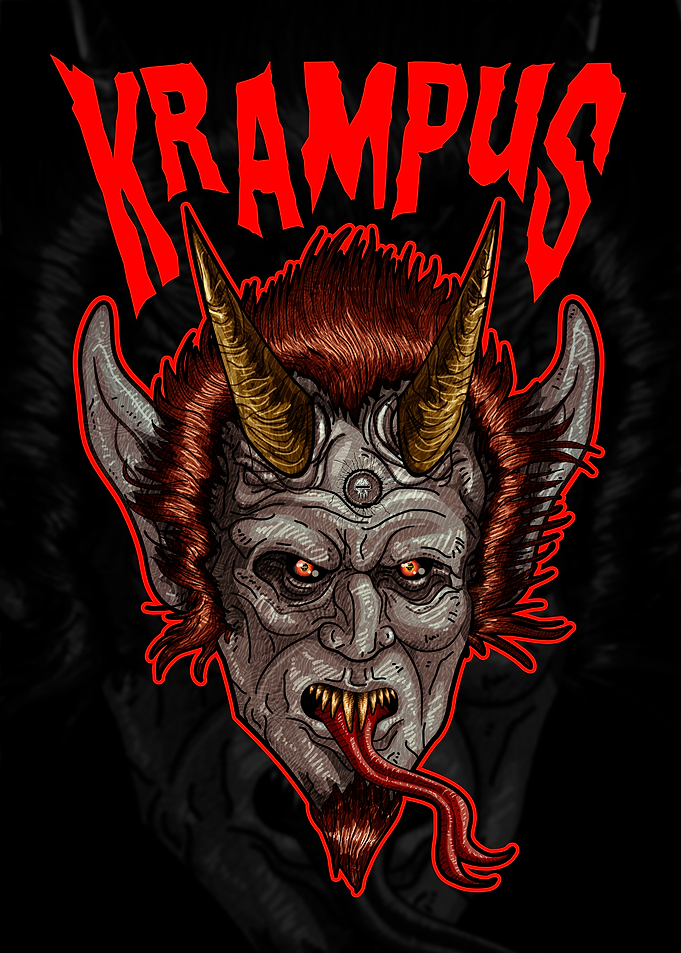 Krampus Demon Portrait Graphic
