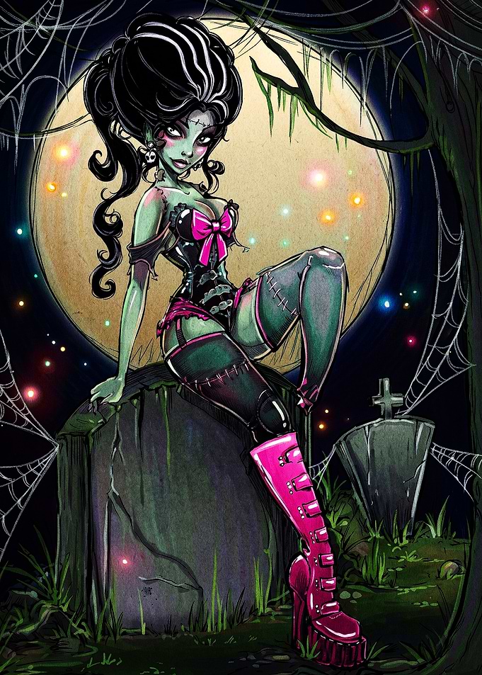 Frankie Stein Pin-up Style Illustration