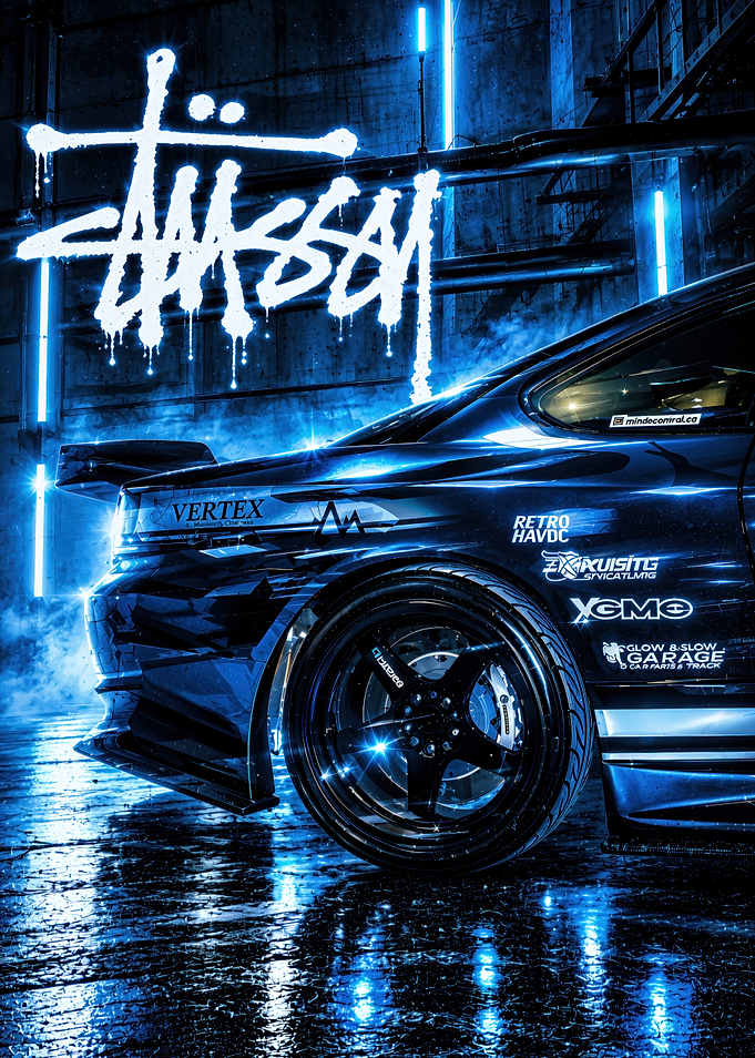 Stussy Neon Blue Drift Car
