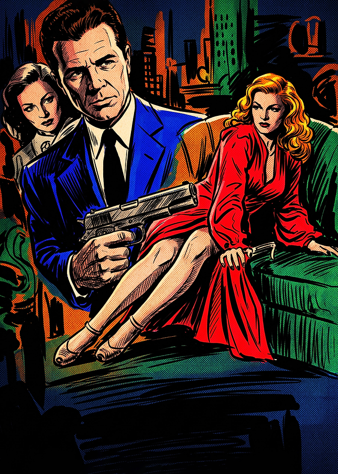 Vintage Noir Detective Comic Art
