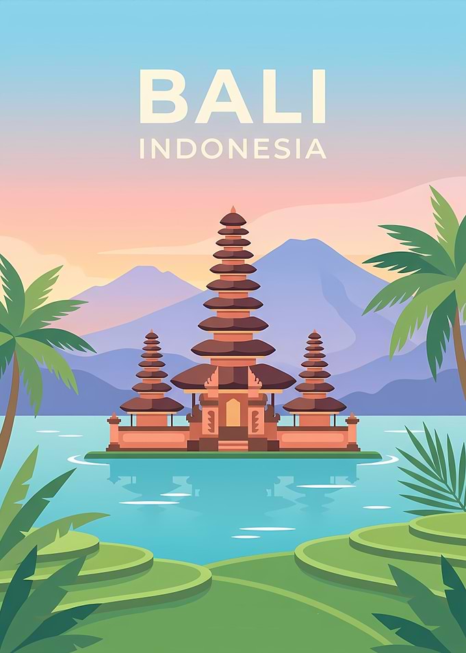 Bali Indonesia Travel Poster