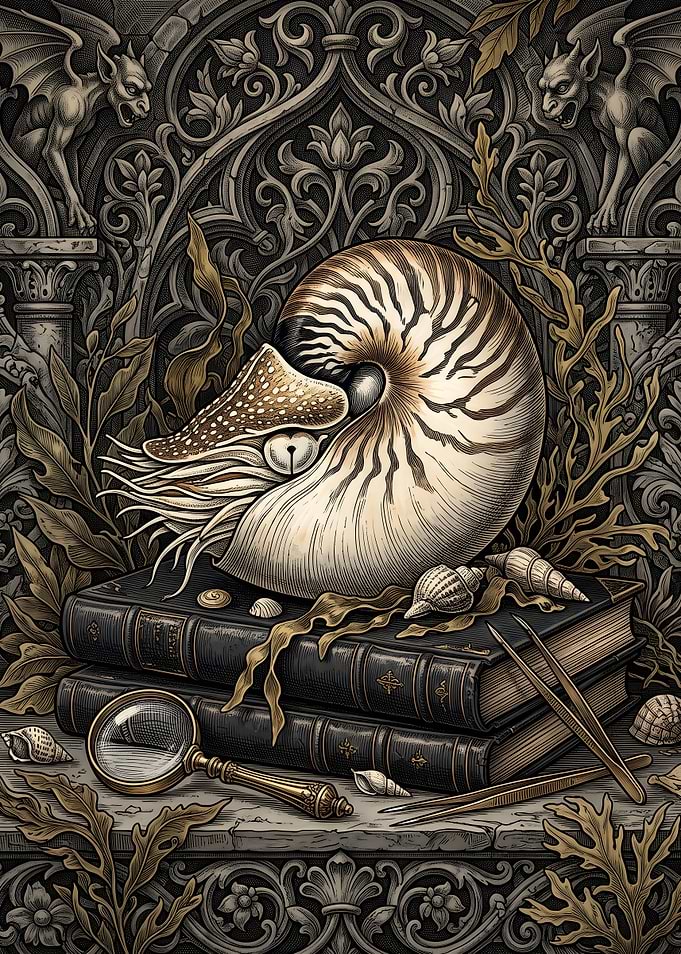Gothic Nautilus Shell Still Life