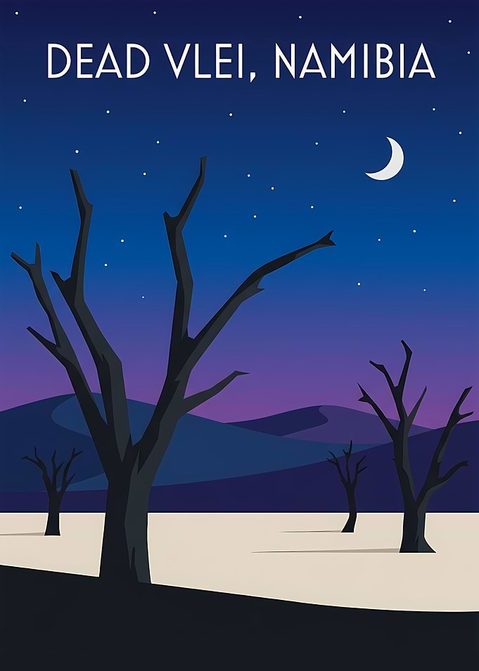 Dead Vlei Namibia Night Poster