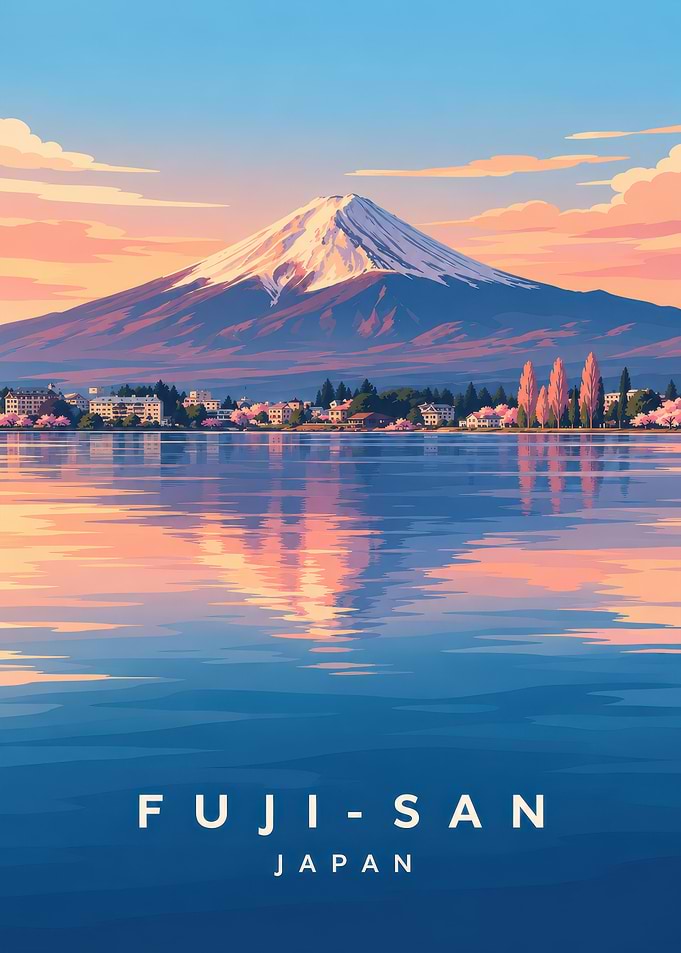 Mount Fuji Sunset Travel Poster
