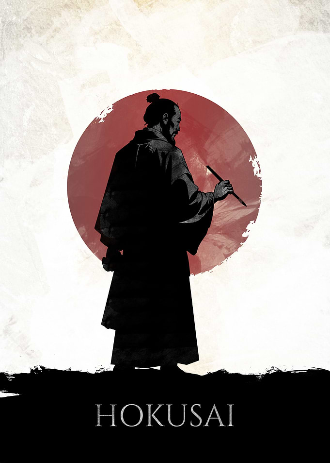 Hokusai Japanese Artist Silhouette Poster